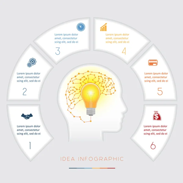 Ideia conceitual modelo de infográficos seis posições — Vetor de Stock