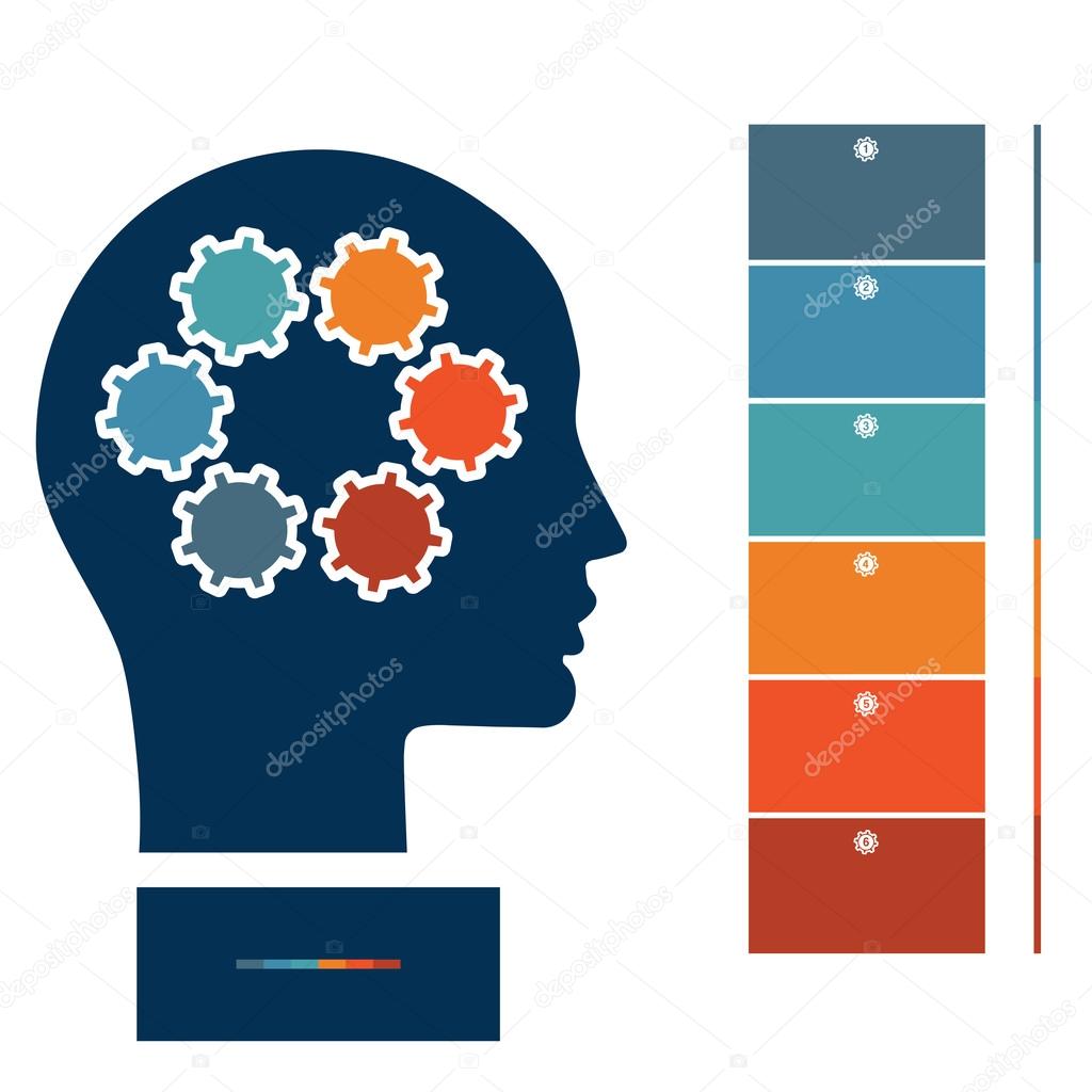 Illustration for infographic, head and gearwheels