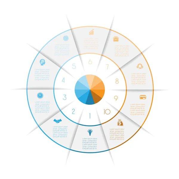 Ring aus farbigen Linien Infografik zehn Zahlenoptionen — Stockvektor