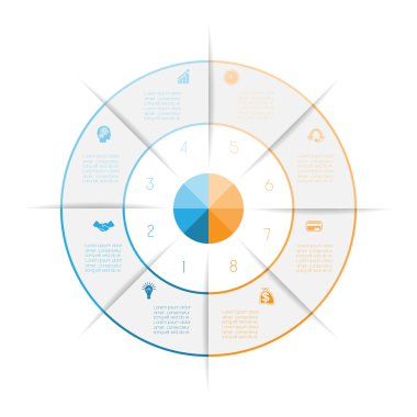 Renkli çizgiler Infographic sekiz numara seçenekler arasından ara