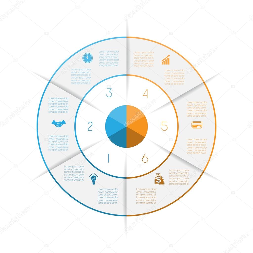 Ring from colored lines infographic six number options