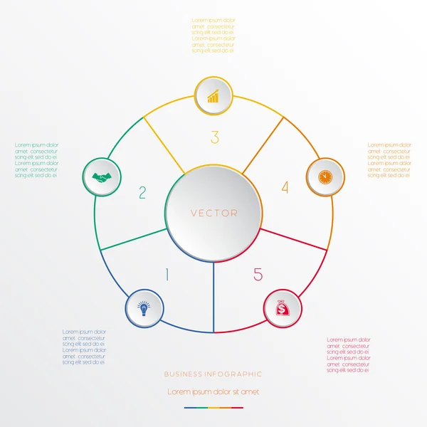 Kruhy infographic pět pozic — Stockový vektor