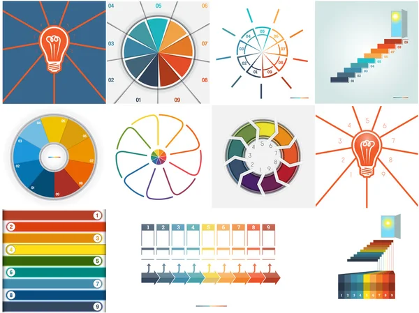 Vector 11 plantillas Infografías — Vector de stock