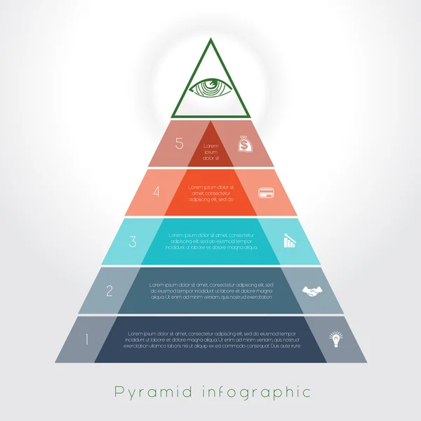 Vorlage infografische Pyramide für fünf Textbereiche — Stockvektor