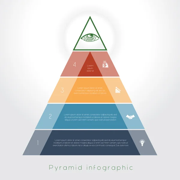 Vorlage infografische Pyramide für vier Textbereiche — Stockvektor