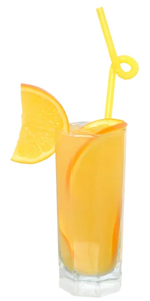 Koktejl s pomerančovou šťávu a kostky ledu — Stock fotografie