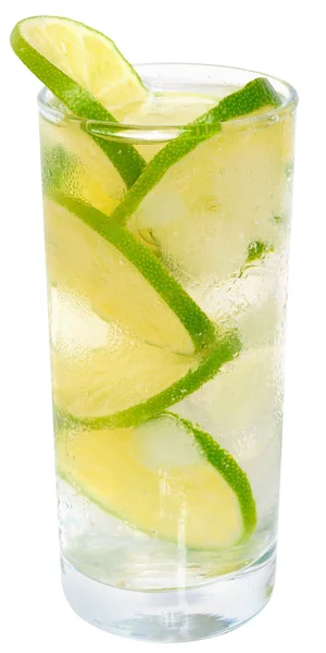 Fresh cold lemonade from lime with ice close up — Stock Photo, Image