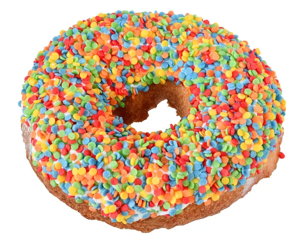 Donut Aliño Confitería Multicolor Aislado Sobre Fondo Blanco — Foto de Stock