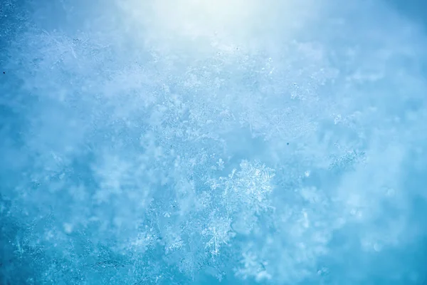 Makro Tło Świeżych Płatków Śniegu Tekstury Rozmyciu — Zdjęcie stockowe