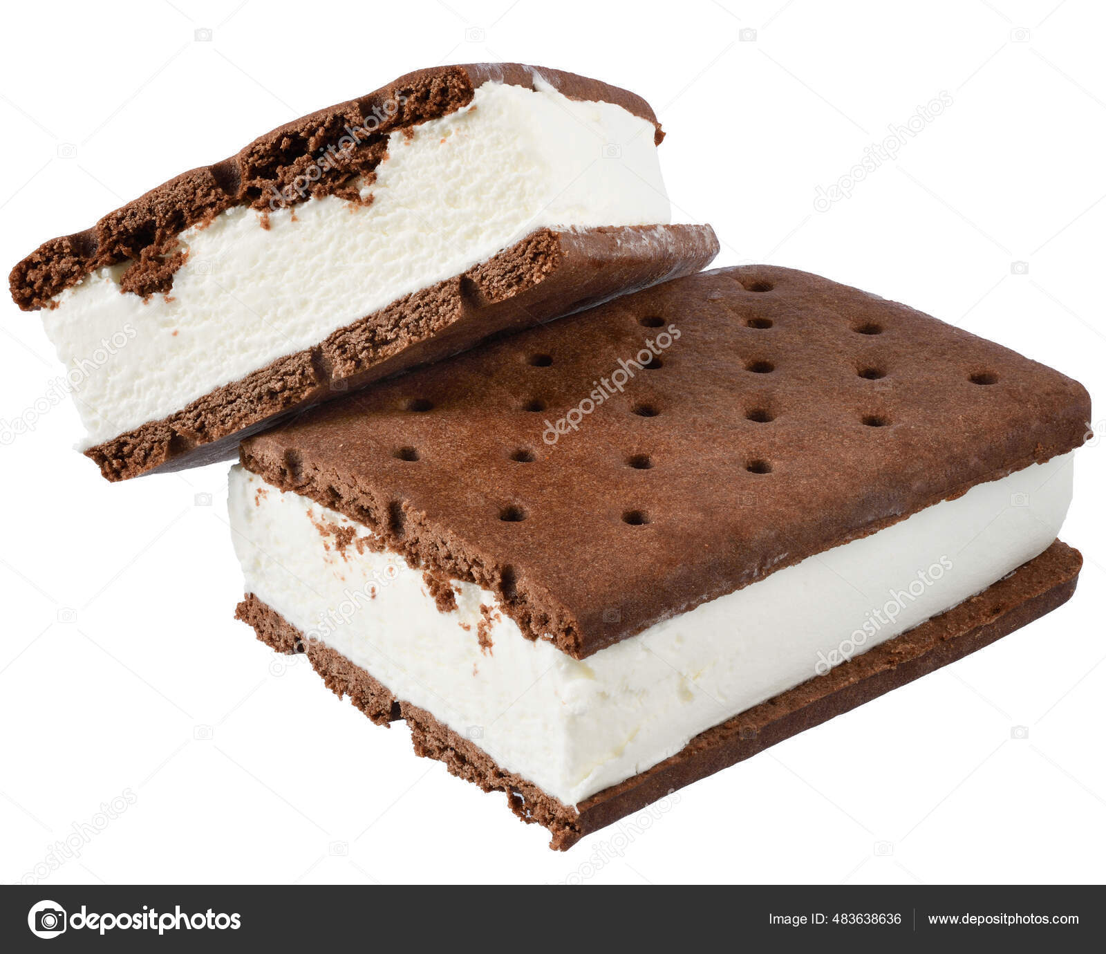 Sándwich Vainilla Helado Galletas Chocolate Aisladas Sobre Fondo Blanco —  Foto de stock #483638636 © LuGrish, image size:1600x1380