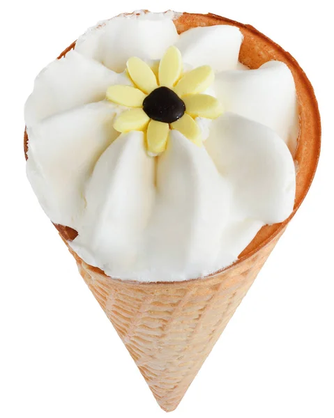 Мороженое Вафельном Конусе Белом Фоне — стоковое фото