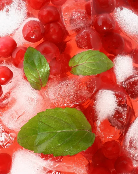 Cocktail com suco de cranberry e cubos de gelo de perto — Fotografia de Stock