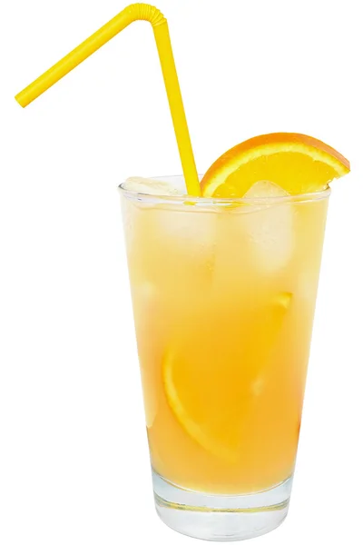 Cocktail com suco de laranja e cubo de gelo — Fotografia de Stock