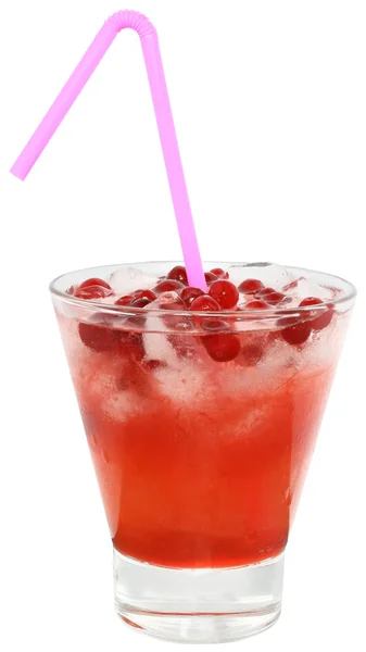 Kızılcık suyu ve buz küpleri ile kokteyl — Stok fotoğraf