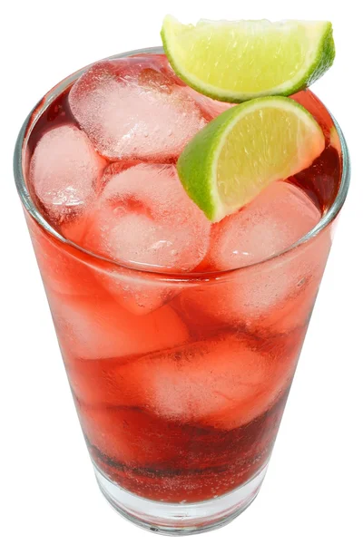 Cocktail con succo di mirtillo e lime vista dall'alto — Foto Stock