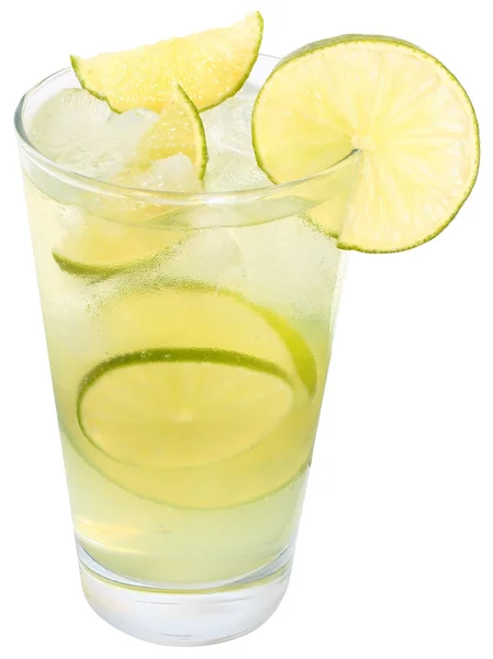 Lemonade with lime and ice cubes — Stock Photo, Image