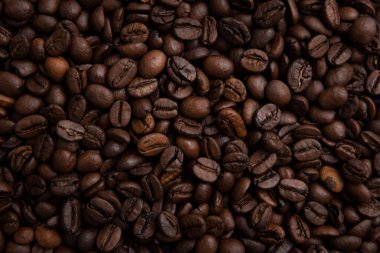 Kahve çekirdekleri grubu üst görünümü