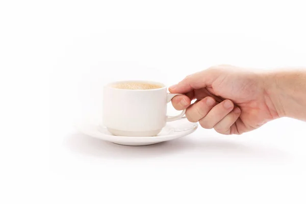 Isolated Cup Coffee Hand White Background Front View — Stock Photo, Image