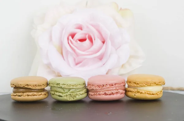 Macaron Édes Reggeli Desszert Enni Főzni Cukor Sivatag Szín — Stock Fotó