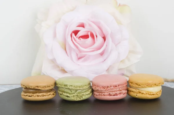 Macaron Dolce Colazione Dessert Mangiare Cucinare Zucchero Deserto Colore — Foto Stock