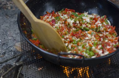 barbekü, paella, pilav, sebze, İspanya, yemek, geleneksel, yemek, mediterania, diyet, et, sebze, deniz ürünleri