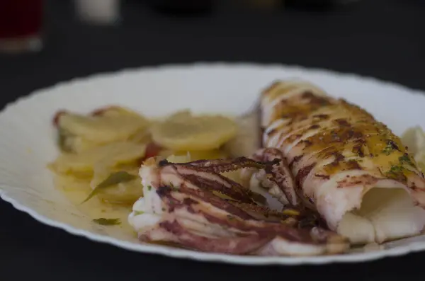 Gurita Gurita Breaststroke Eat Cook Diet Mediterranean Diet Food Spain — Stok Foto