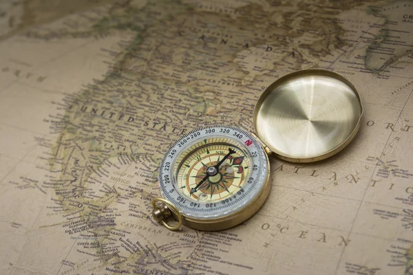 Compass and map Stock Image