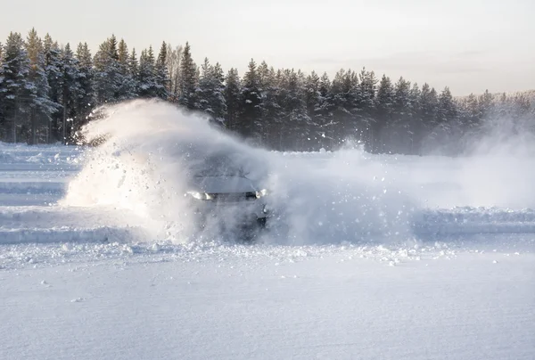 Car snow drift explosion — Stock Photo, Image