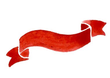 Suluboya el kırmızı kurdele çizimi