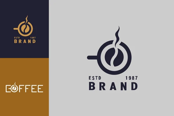 Grano Café Con Taza Adecuado Para Logotipo Cafetería Identidad Marca — Vector de stock