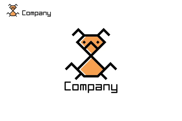 Ant Logo Line Art Avec Concept Conception Forme Diamant Conception — Image vectorielle