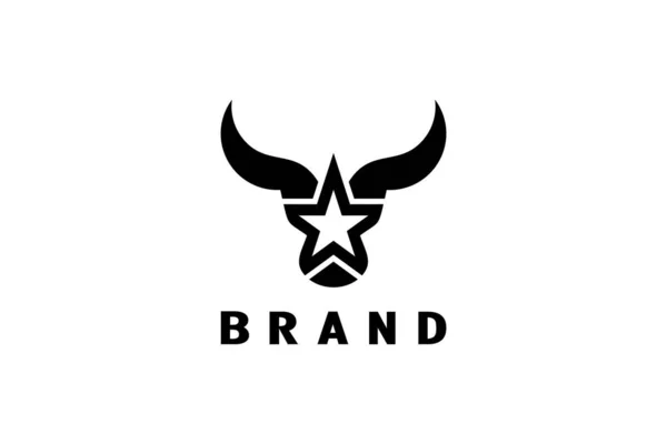 Logo Star Bull Testa Bull Con Concetto Design Stellare Design — Vettoriale Stock