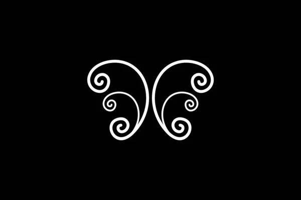 Logo Papillon Ornemental Sur Fond Noir — Image vectorielle