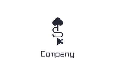 S harfi anahtar logo tasarımı kavramı
