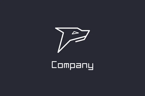 Wolf Carta Logo Line Art — Vetor de Stock