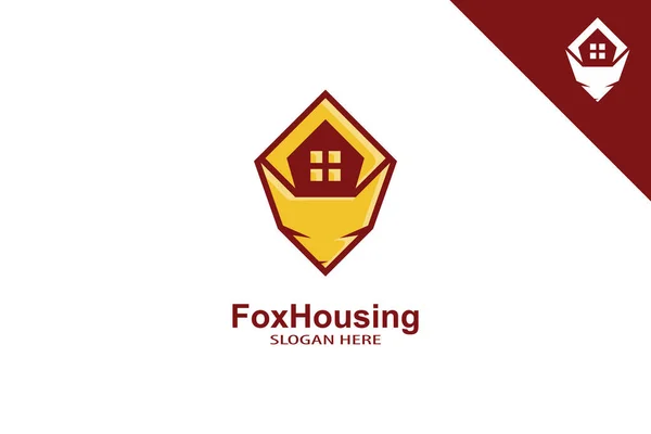 Fox Habitação Logo Design Conceito — Vetor de Stock
