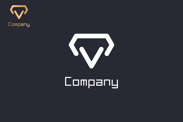 Diamante Letra Logotipo Linha Arte — Vetor de Stock