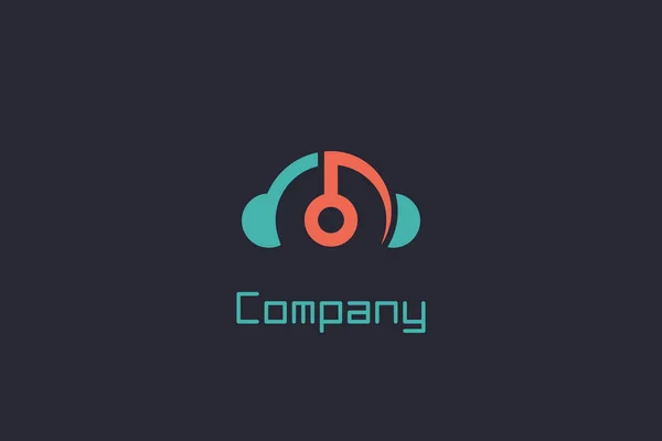 Headphone Music Note Logo Design Concept —  Vetores de Stock