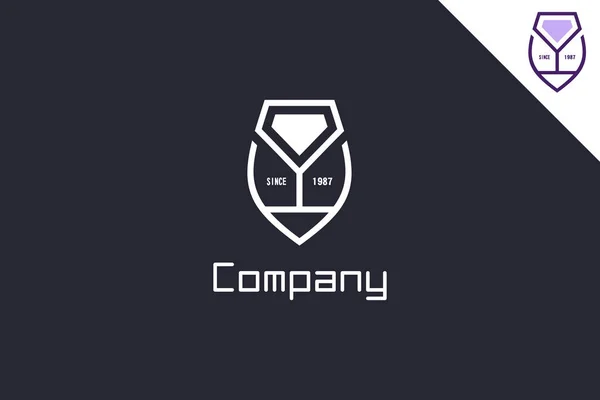 Diamond Wine Glass Logo Design Concept — Stockový vektor