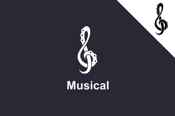 Logo Muzyczne Ikona Symbol Creative Highble Clef — Wektor stockowy