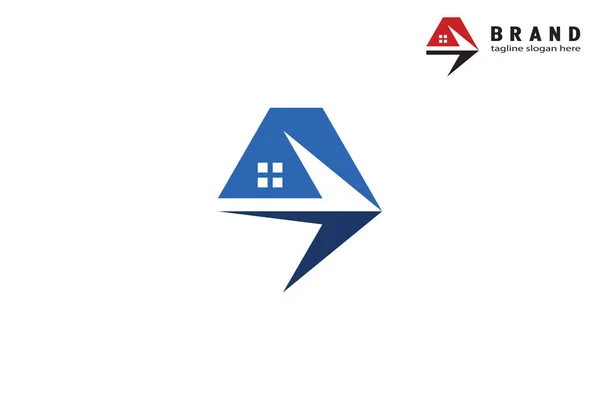 Logo Alloggiamento Freccia Logo Immobiliare Semplice Minimalista Con Concetto Design — Vettoriale Stock