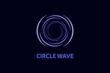 Siyah zemin üzerinde soyut mavi çember dalga tasarımı kavramı.