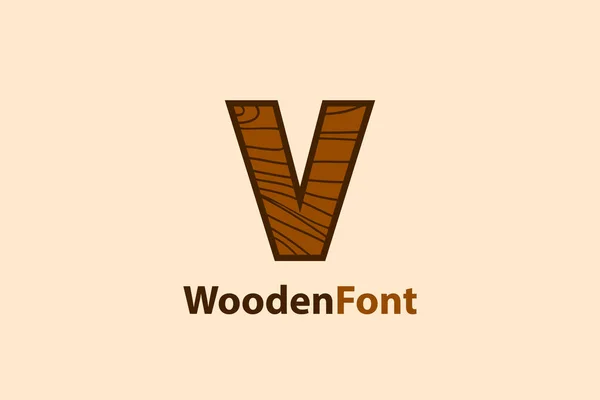 Wooden Letter Logo Design Concept Template — Stock Vector