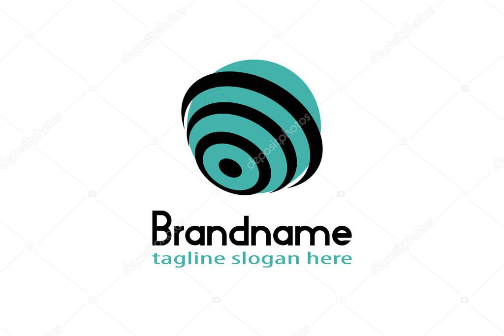 Global Networking Logo. Illustration of a strong wireless network logo spanning the globe.