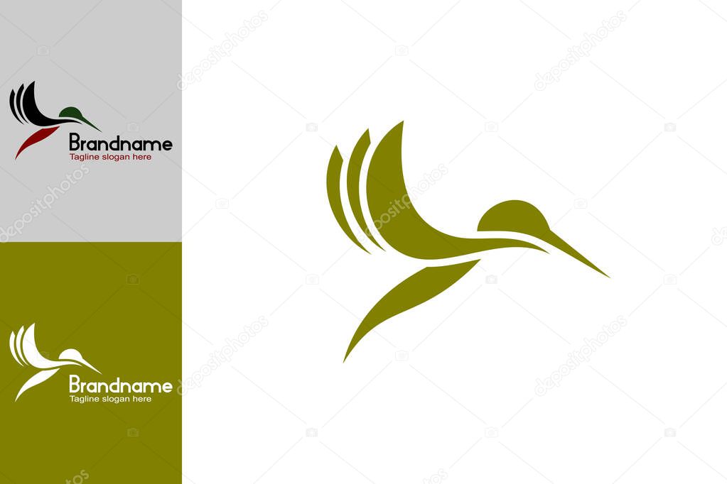 Flying Hummingbird Logo Design Concept Template.