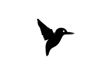 Uçan Kingfisher logosu, siluet kuş tasarımı konsepti.
