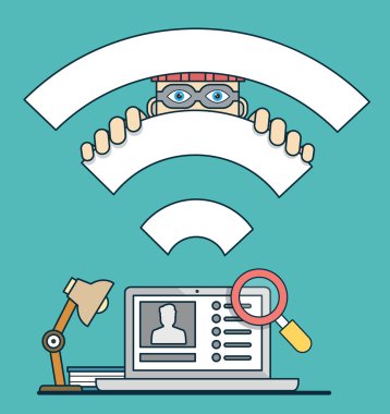vektör casus sosyal medya tarafından düz kavramı. Kişisel hesap hacking