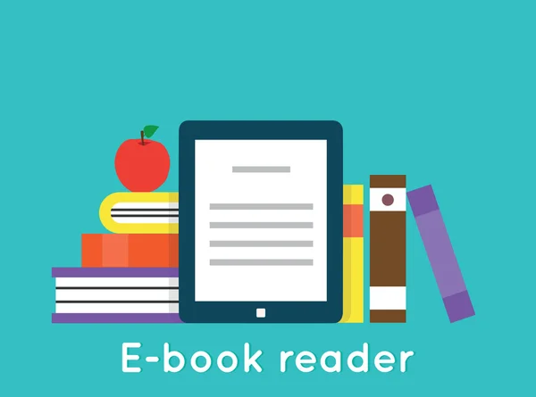 Leitor de e-book e educação moderna por tecnologia — Vetor de Stock