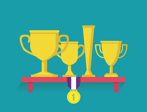 Trofee en awards op plank. FlatStyle — Stockvector