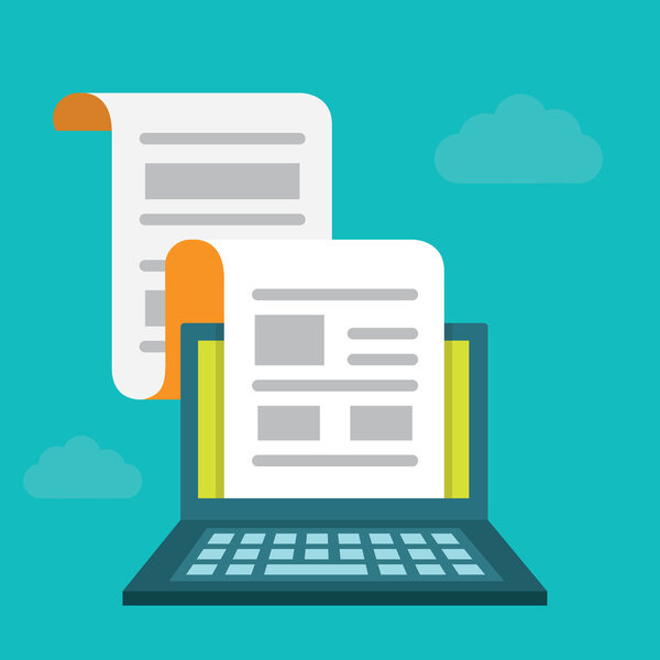 Векторная плоская концепция регулярного распространения новостей по электронной почте. Подписки и статьи
